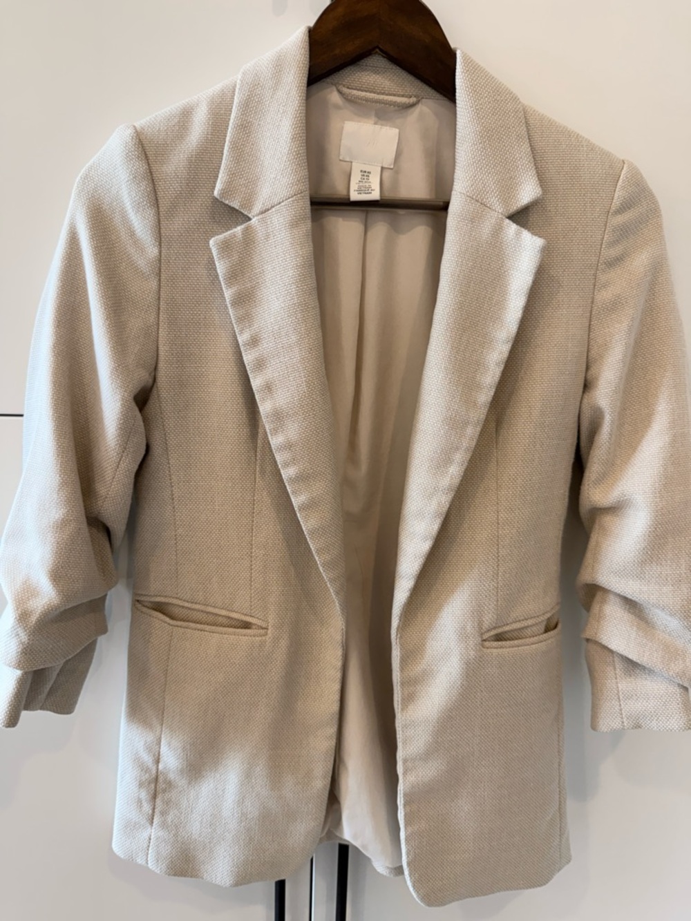 Women's Neutral Cream Textured Blazer H&M